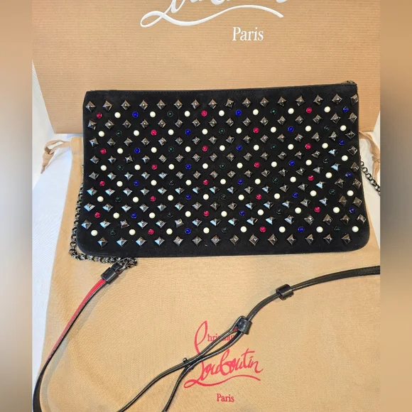 Christian Louboutin Black Clutch with Multicolor Studs - Picture 3 of 13